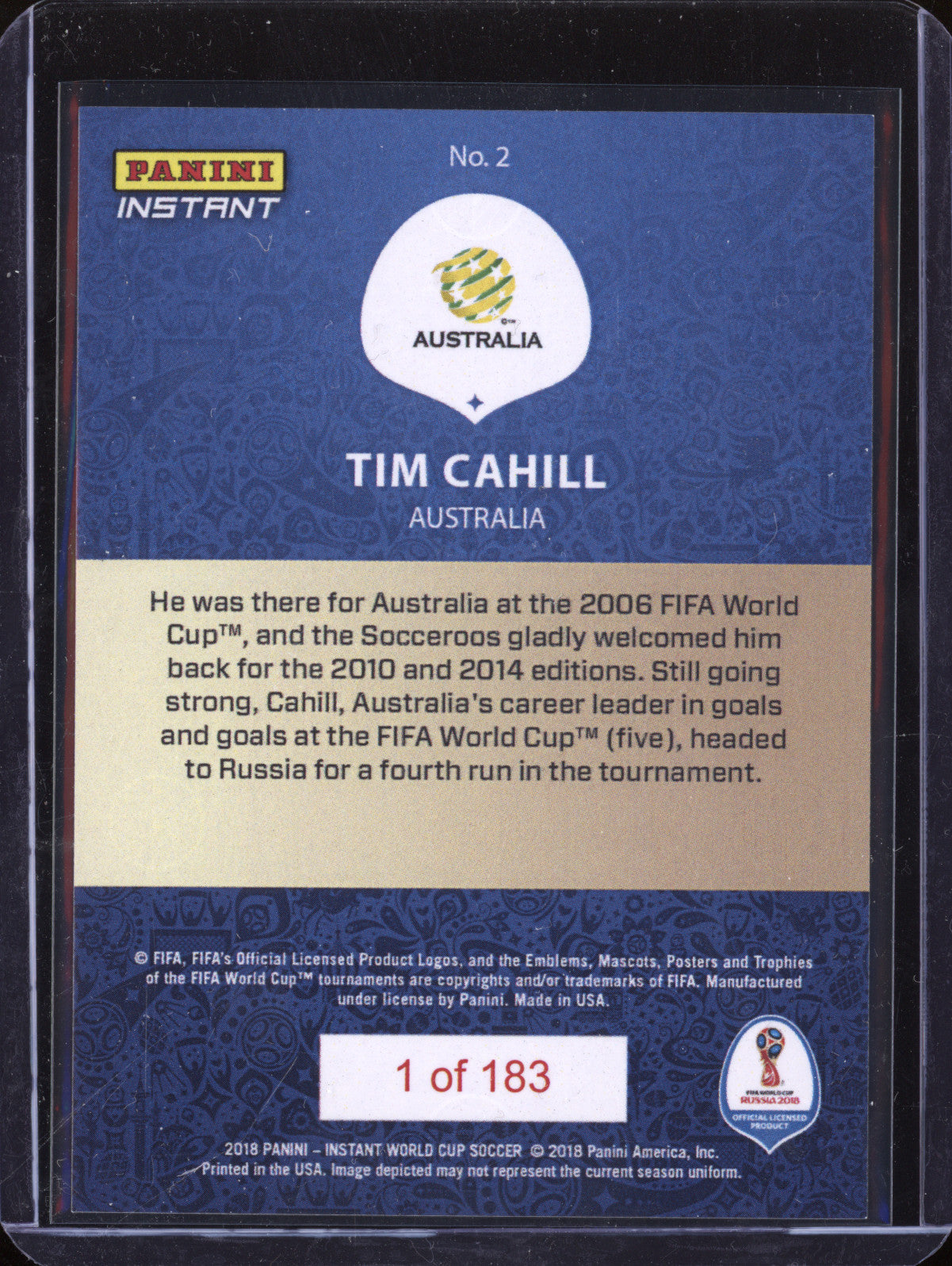 Tim Cahill 2018 Panini Instant 2 Class of the Cup