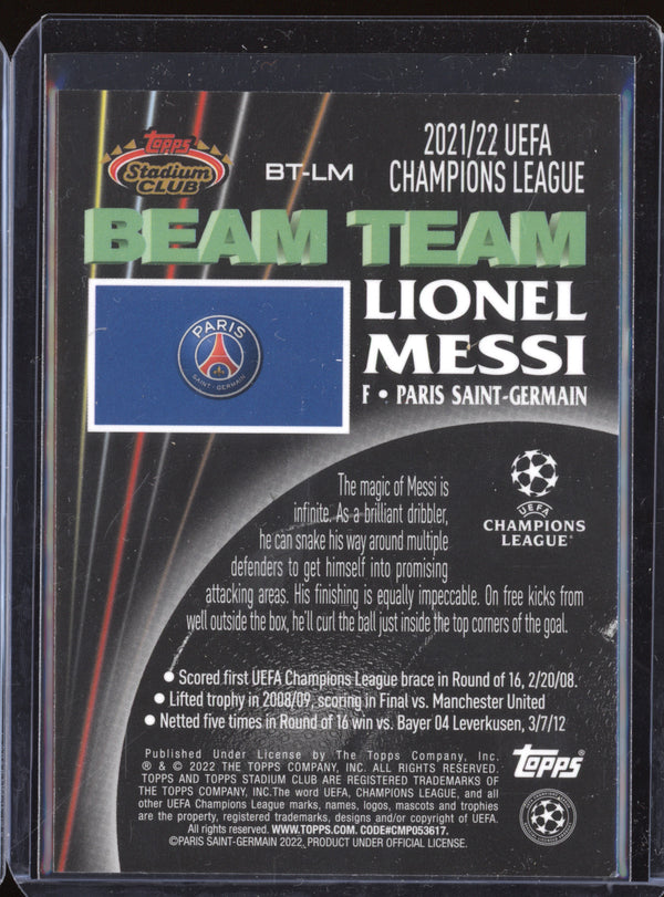 Lionel Messi 2021-22 Topps Stadium Club Chrome BT-LM 1992 Beam Team