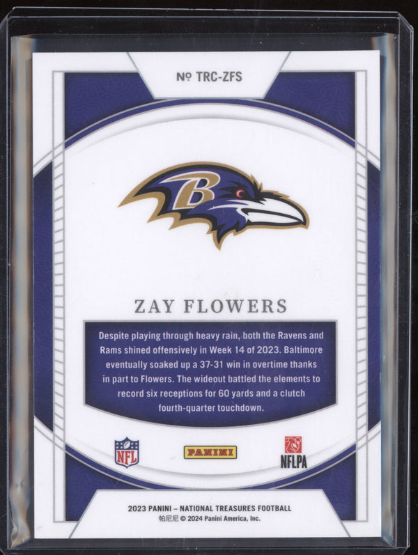 Zay Flowers 2023 Panini National Treasures TRC-ZFS Treasured Rookies RC 56/99