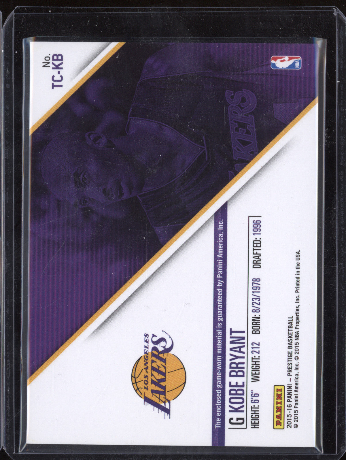Kobe Bryant 2015-16 Panini Prestige TC-KB True Colors