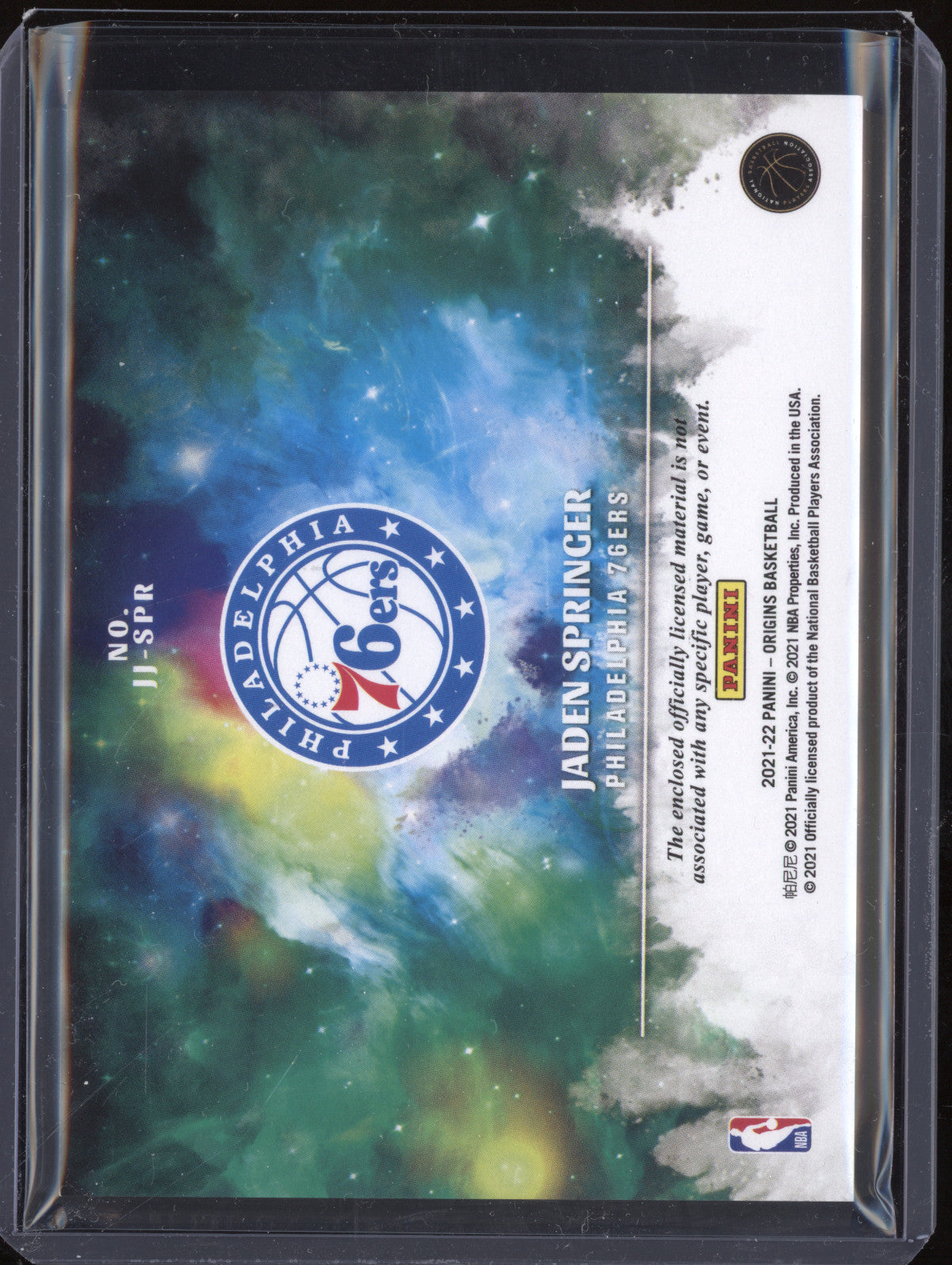 Jaden Springer 2021-22 Panini Origins JJ-SPR Rookie Jumbo Jersey Green RC 5/5