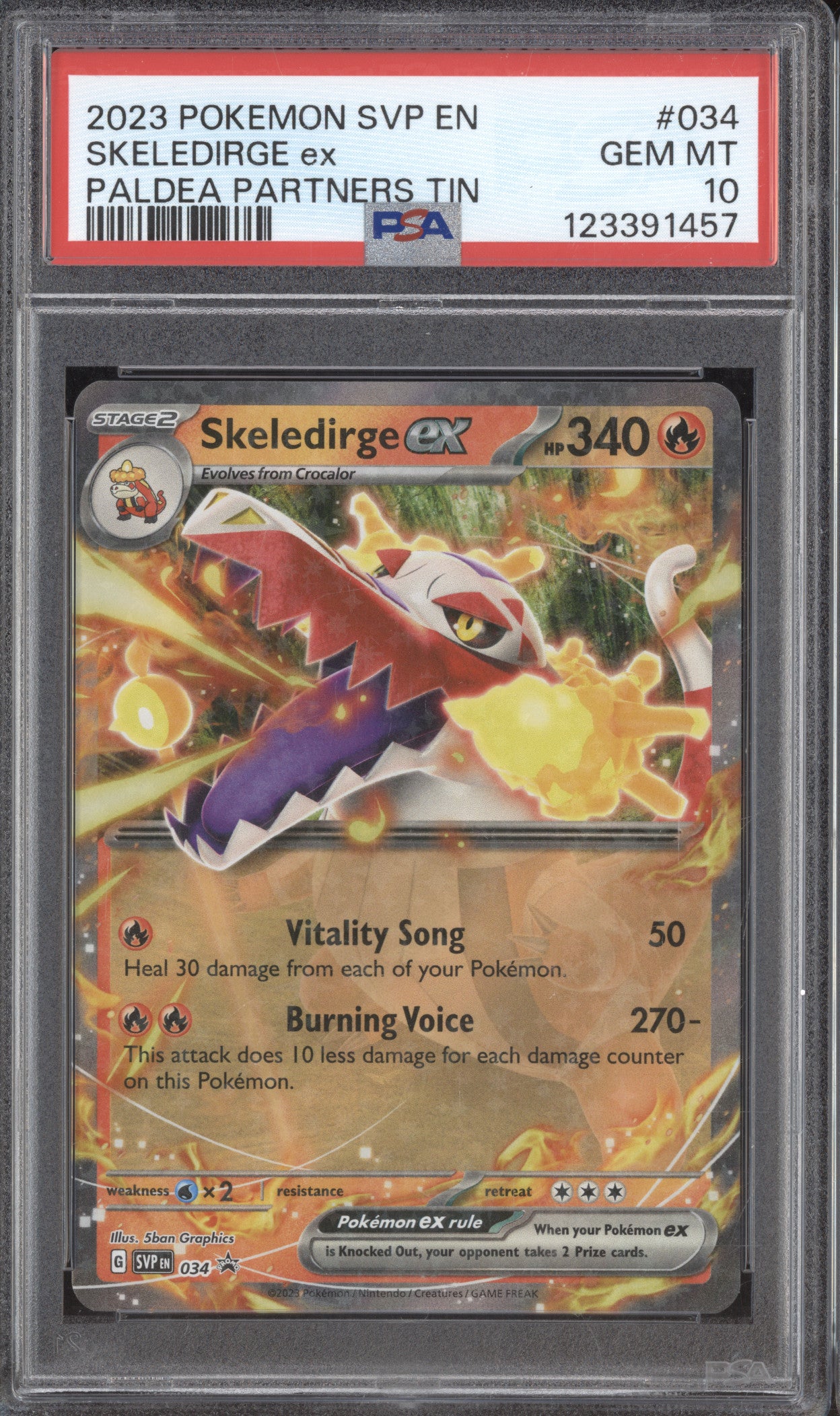 2023 Pokemon Scarlet & Violet Promo SVP034 Skeledirge ex PSA 10
