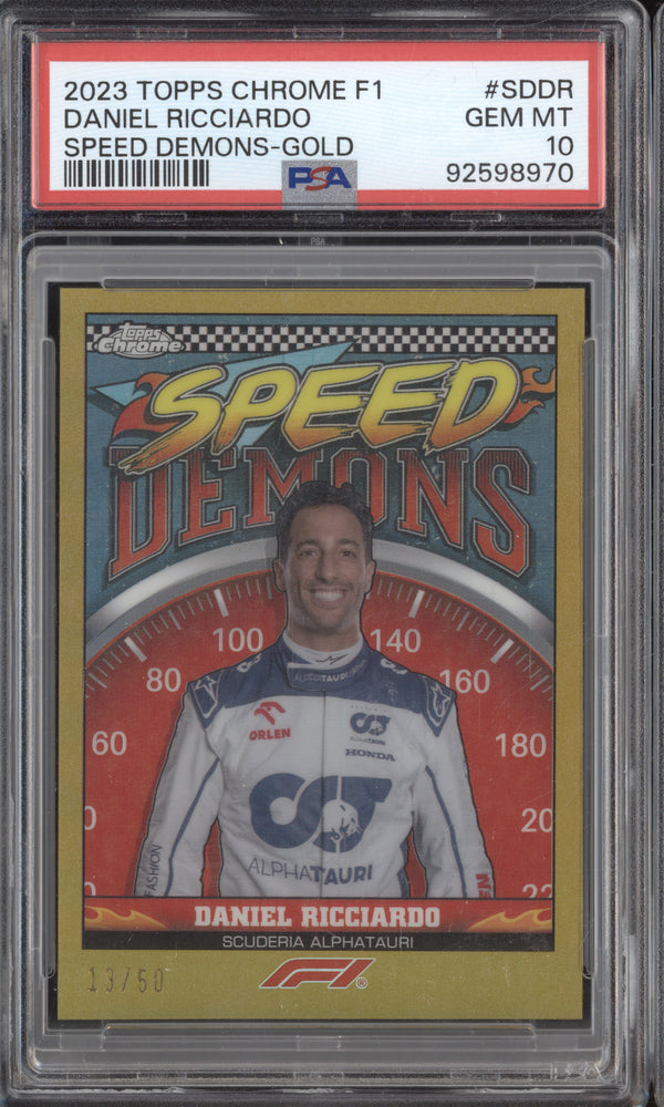 Daniel Ricciardo 2023 Topps Chrome F1 SD-DR Speed Demons Gold 13/50 PSA 10