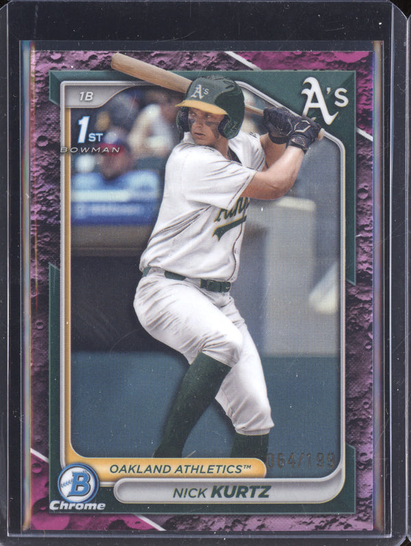 Nick Kurtz 2024 Bowman Draft BDC-56 Chrome Fuchsia Luna Refractor 64/199