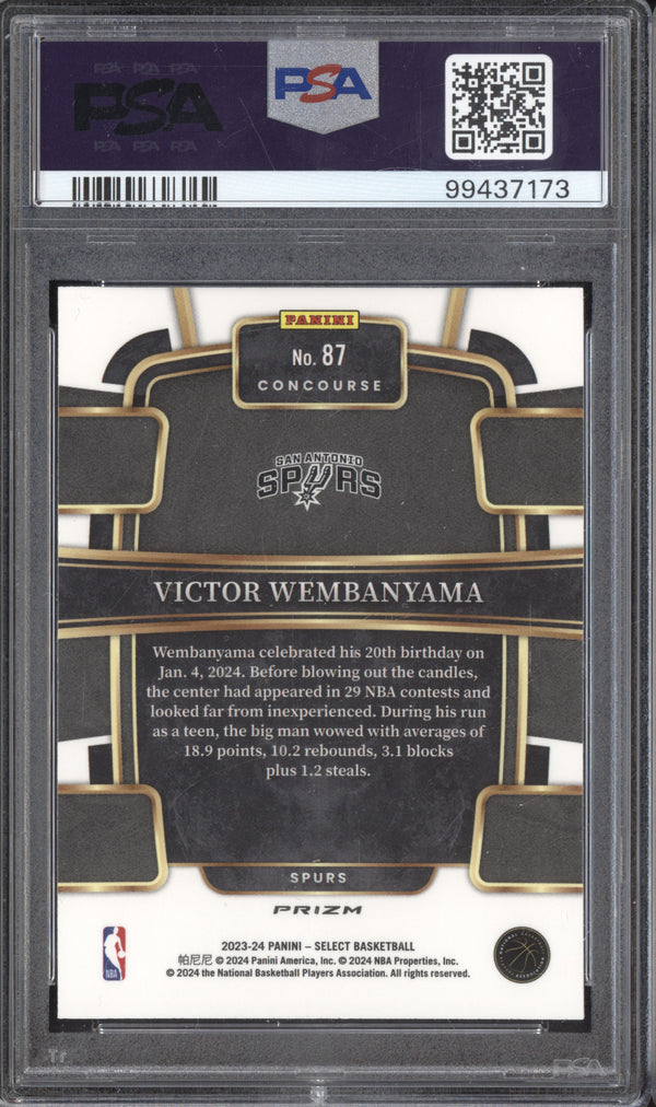 Victor Wembanyama 2023-24 Panini Select 87 Blue Cracked Ice RC PSA 8