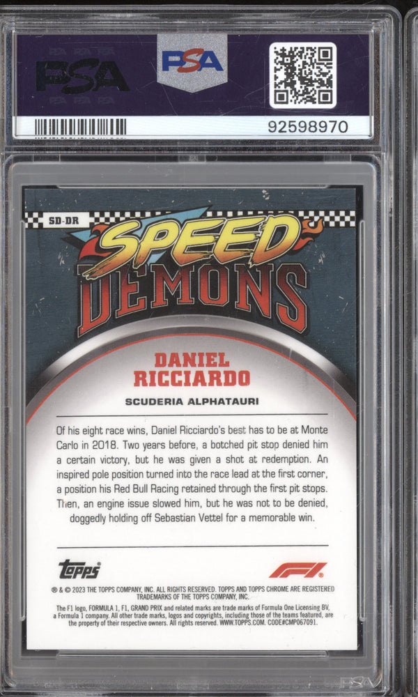 Daniel Ricciardo 2023 Topps Chrome F1 SD-DR Speed Demons Gold 13/50 PSA 10