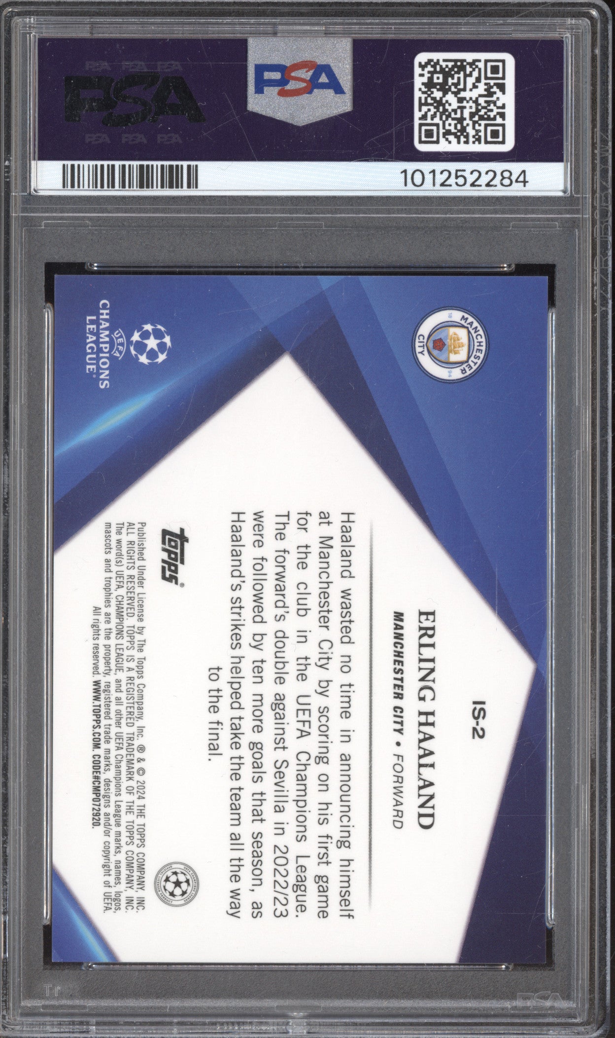 Erling Haaland 2023-24 Topps Sapphire UCC IS-2 Infinite PSA 10