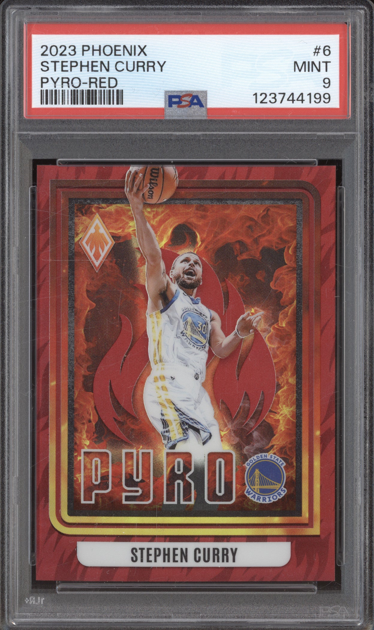 2023-24 Panini Phoenix 6 Stephen Curry Pyro Red 050/125 PSA 9