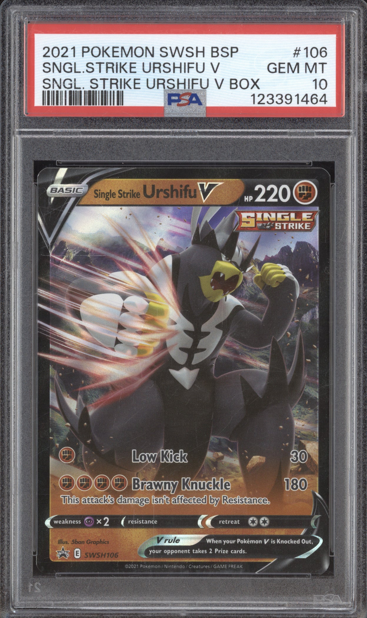 2021 Pokemon Sword & Shield Promo SWSH106 Single Strike Urshifu V PSA 10
