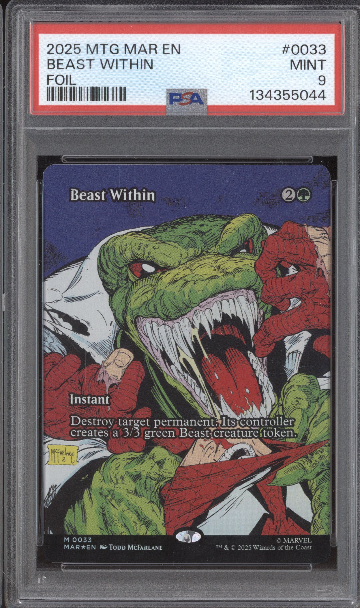 2025 MTG Marvel Spider-Man 0033 Beast Within Foil PSA 9