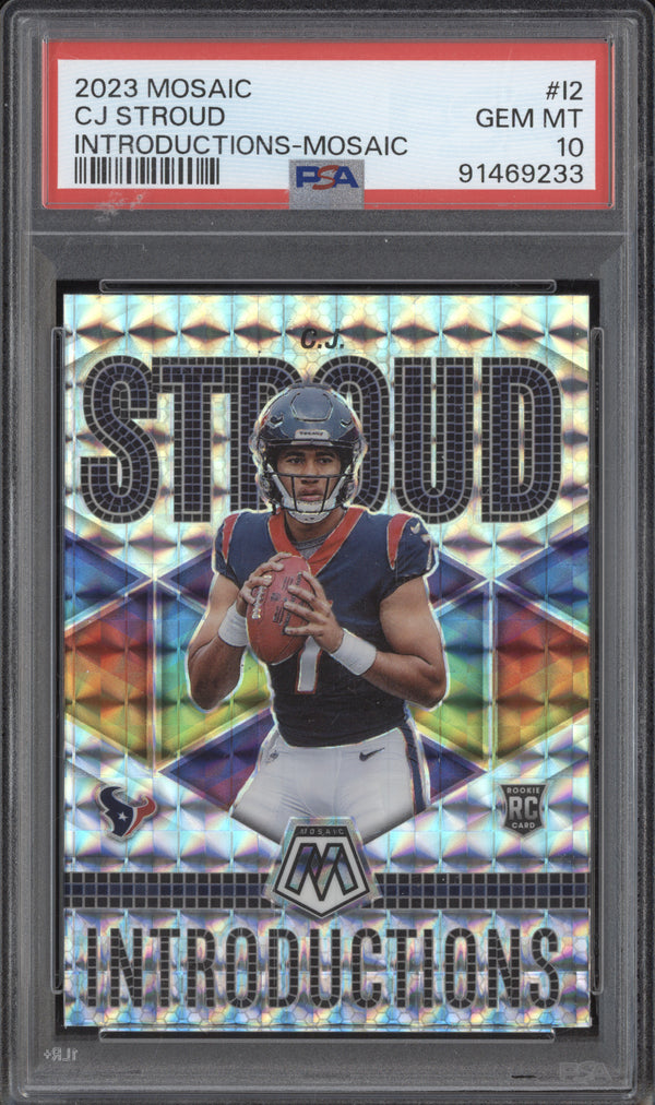 CJ Stroud 2023 Panini Mosaic I-2 Introductions Mosaic RC PSA 10