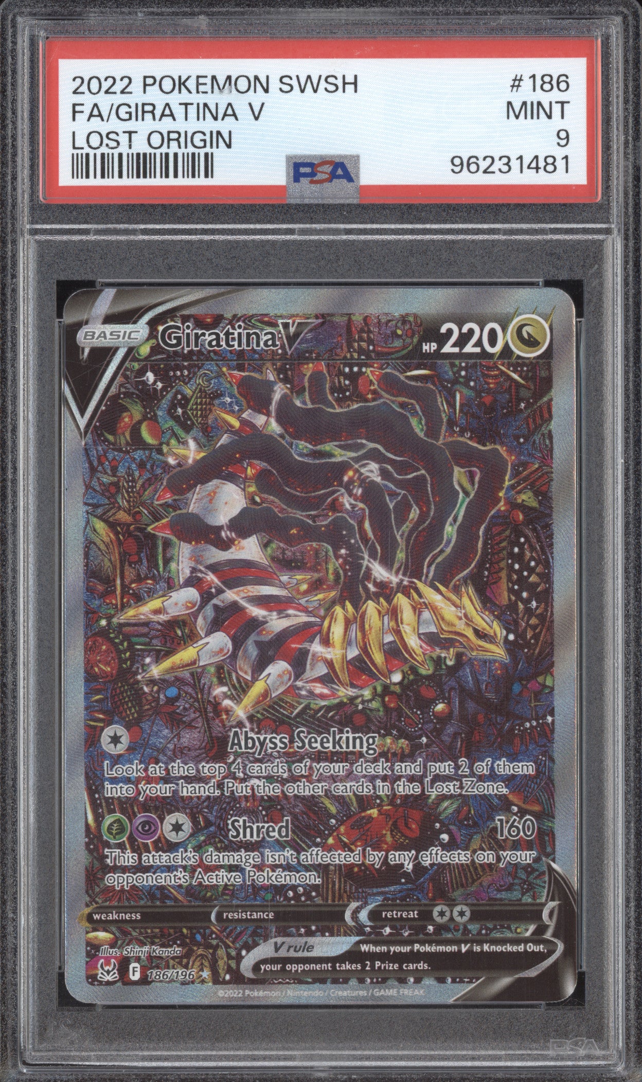 Giratina V 2022 Pokemon Lost Origin 186/196 Ultra Rare PSA 9