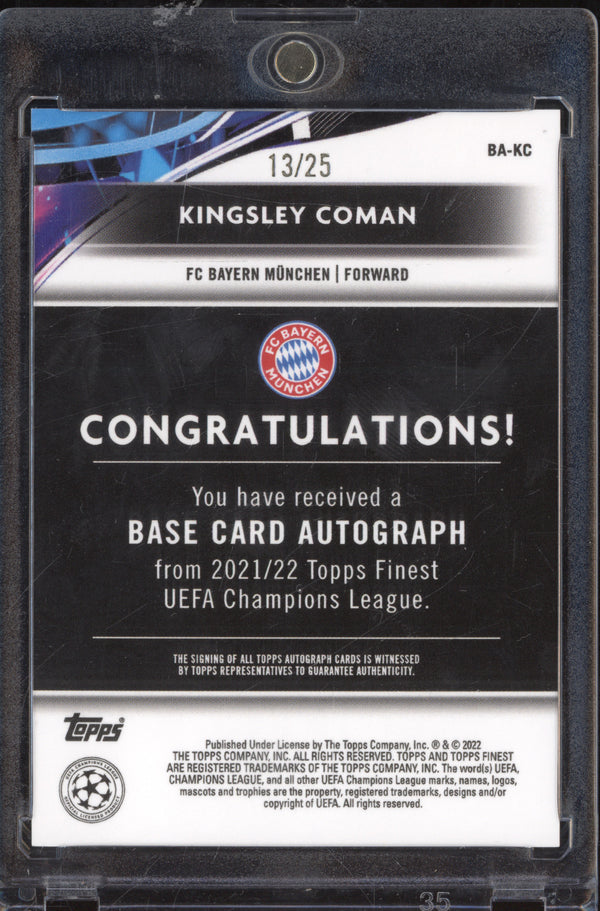 Kingsley Coman 2021-22 Topps Finest UCC BA-KC Orange Auto 13/25