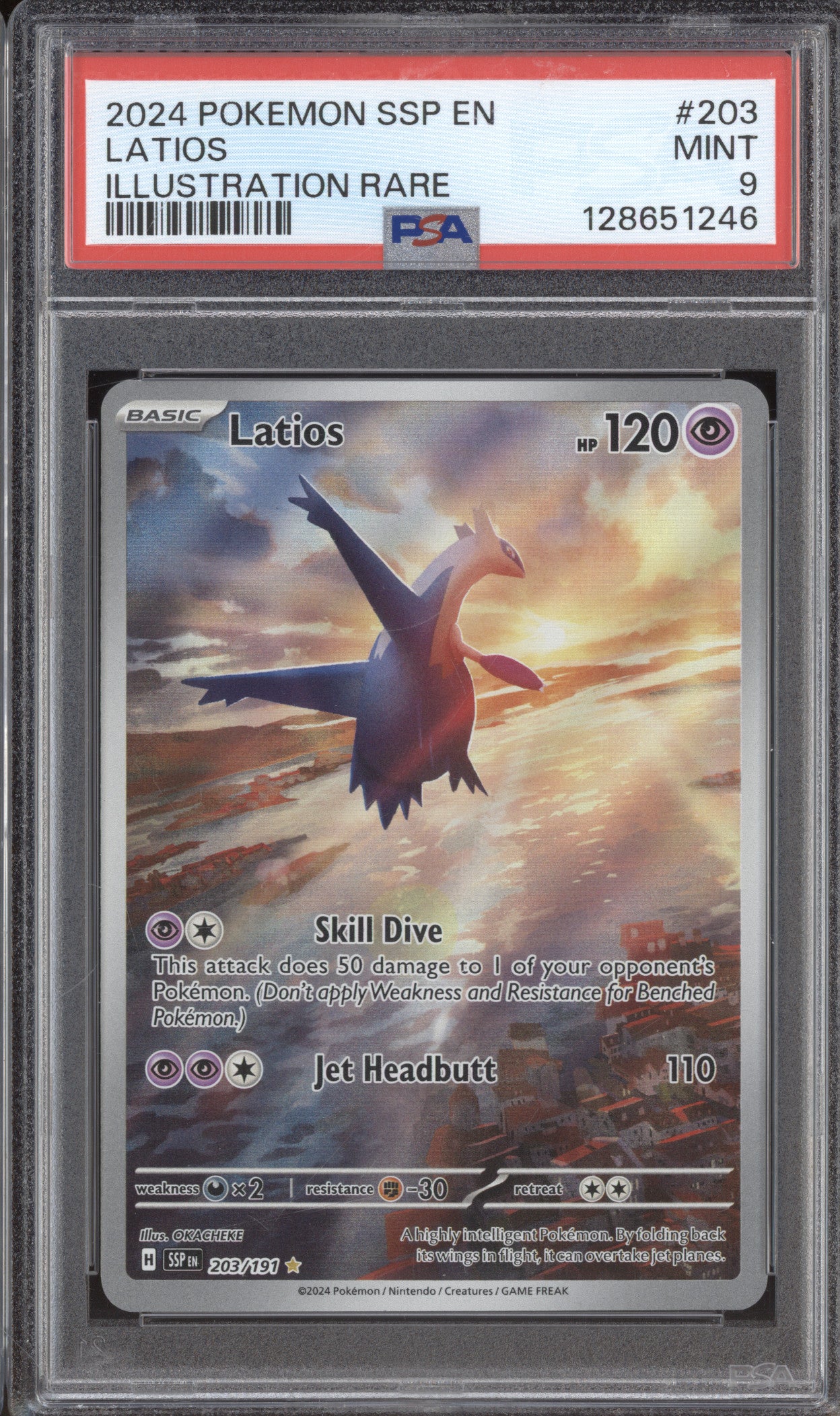 2024 Pokemon Surging Sparks SSP 203/191 Latios Illustration Rare PSA 9