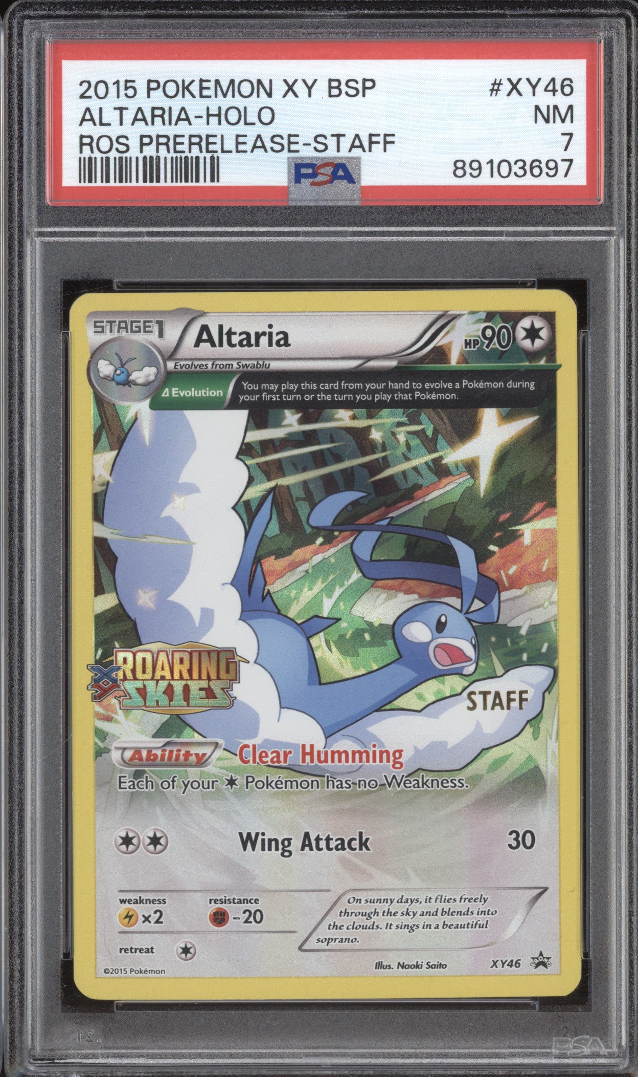 Altaria Holo 2015 Pokemon Roaring Skies XY46 Prerelease Staff Promo PSA 7