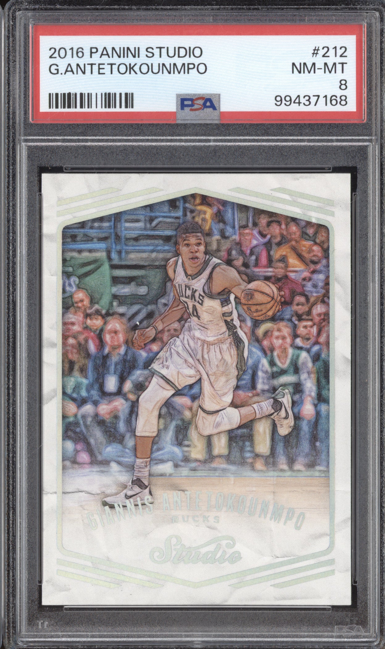 Giannis Antetokounmpo 2016-17 Panini Studio 212 PSA 8