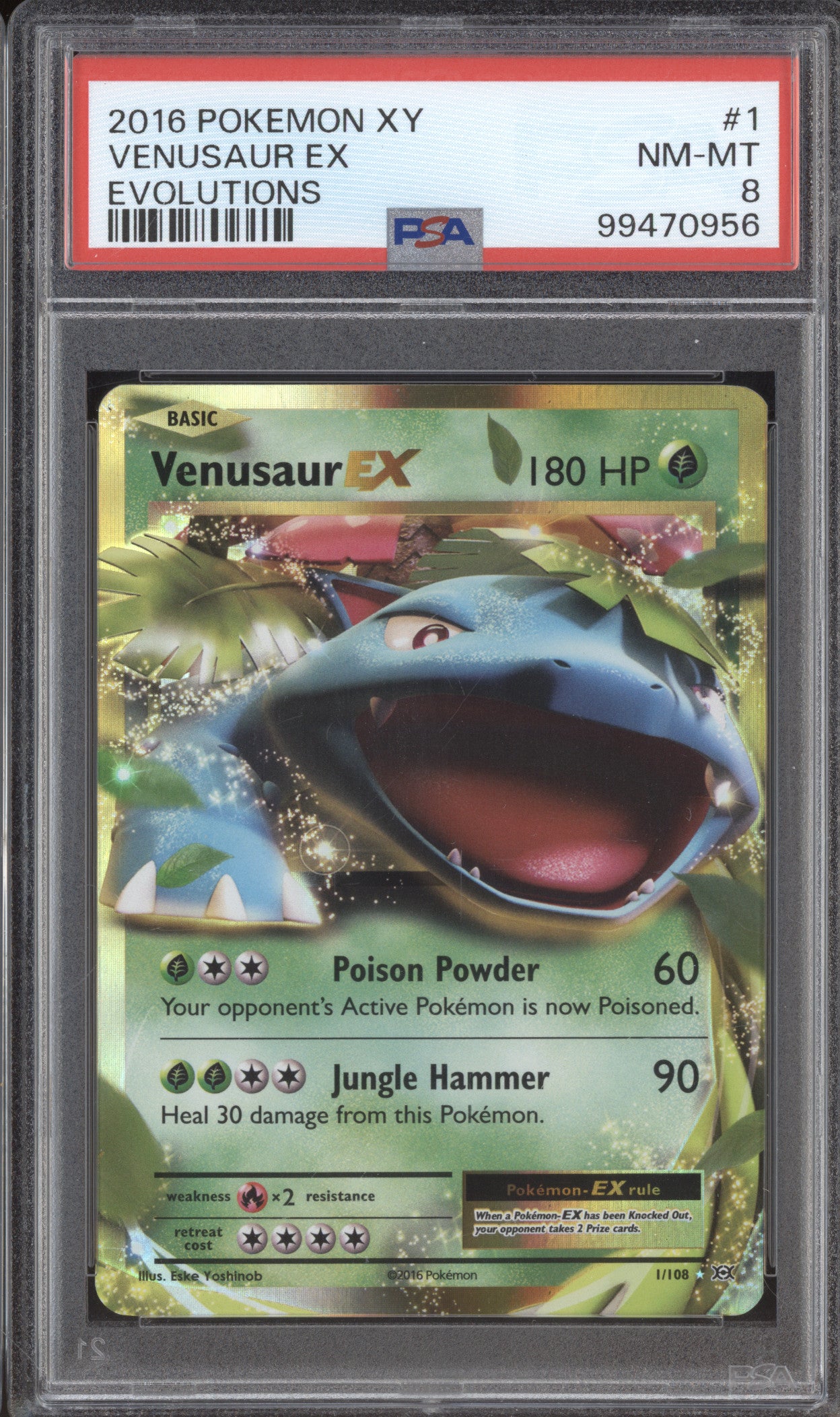 Venusaur EX 2016 Pokemon Evolutions 1/108 PSA 8