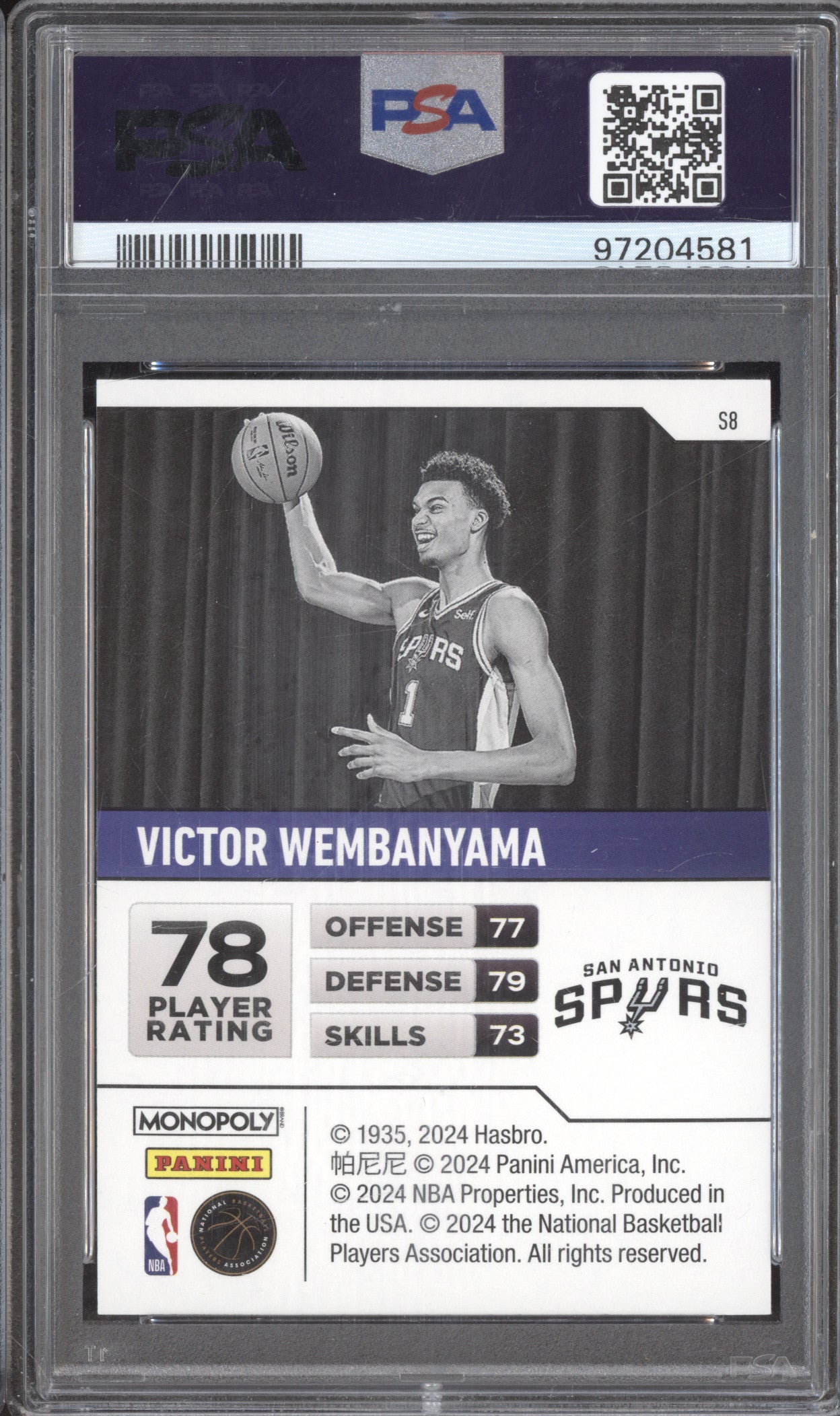 2023 Panini Prizm Monopoly S8 Victor Wembanyama Starter Deck RC PSA 9