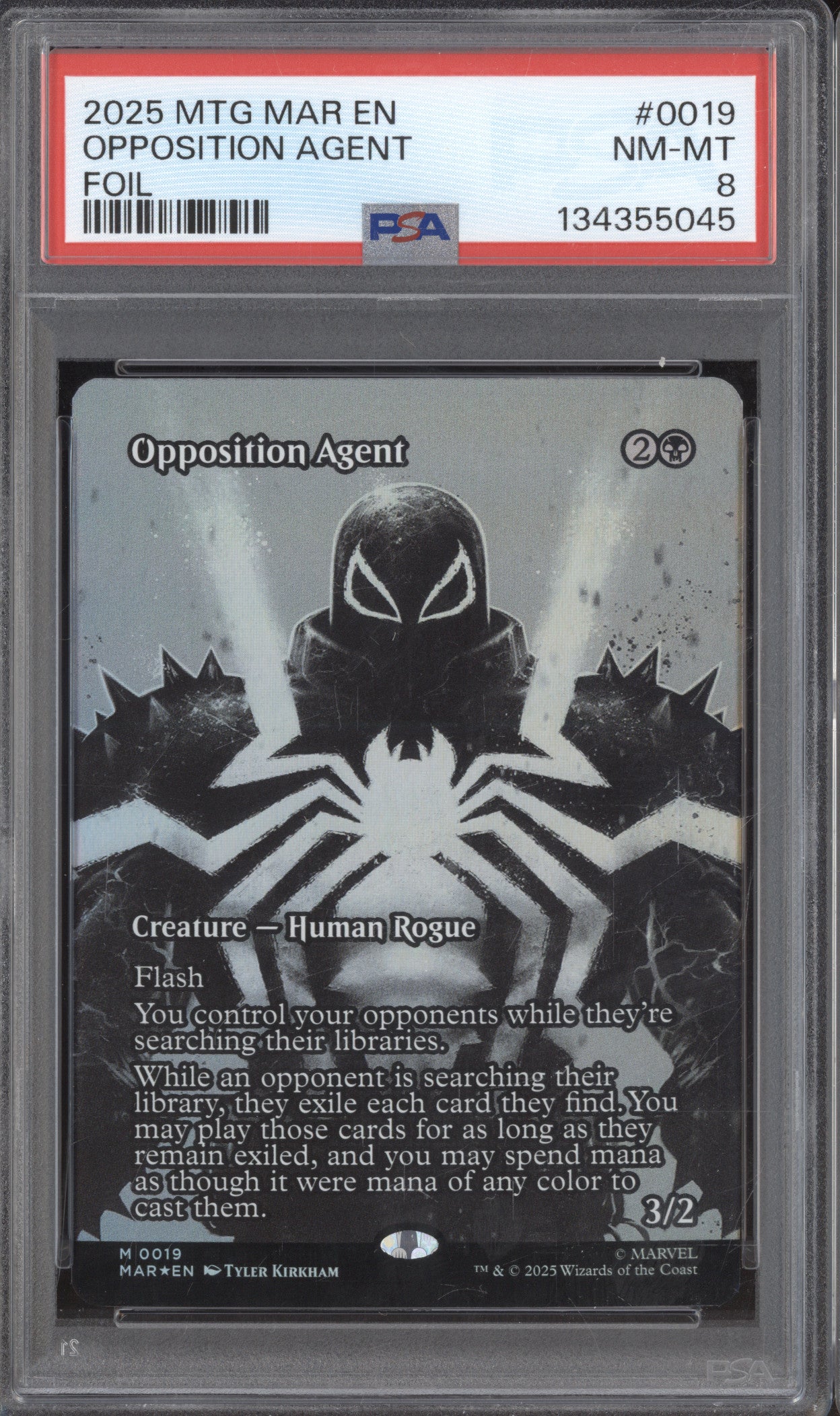 2025 MTG Marvel Spider-Man 0019 Opposition Agent Foil PSA 8