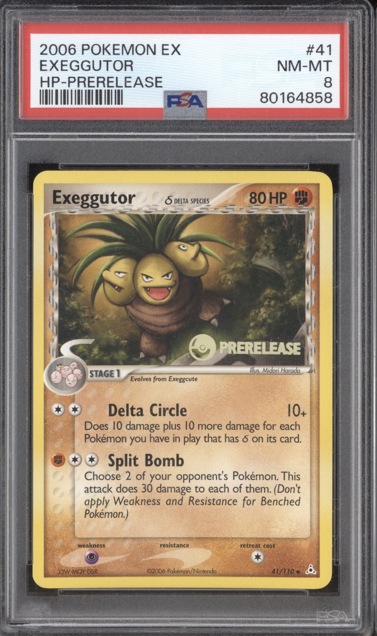 2006 Pokemon Holon Phantoms 41/110 Exeggutor Prerelease PSA 8