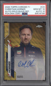 Christian Horner 2020 Topps Chrome F1 Gold Wave Refractor Auto 5/50 PSA 10/10