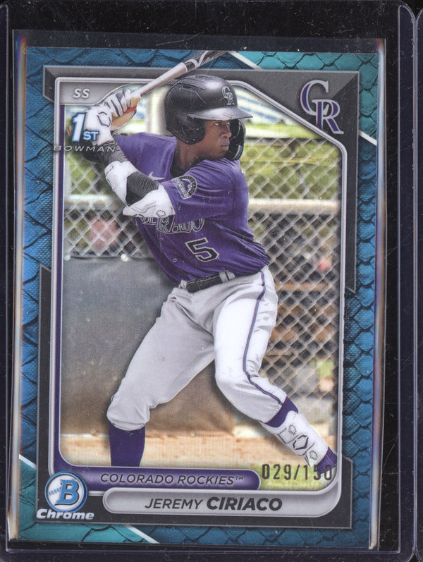 Jeremy Ciriaco 2024 Bowman Chrome Reptillian Blue Refractor 1st RC 29/150