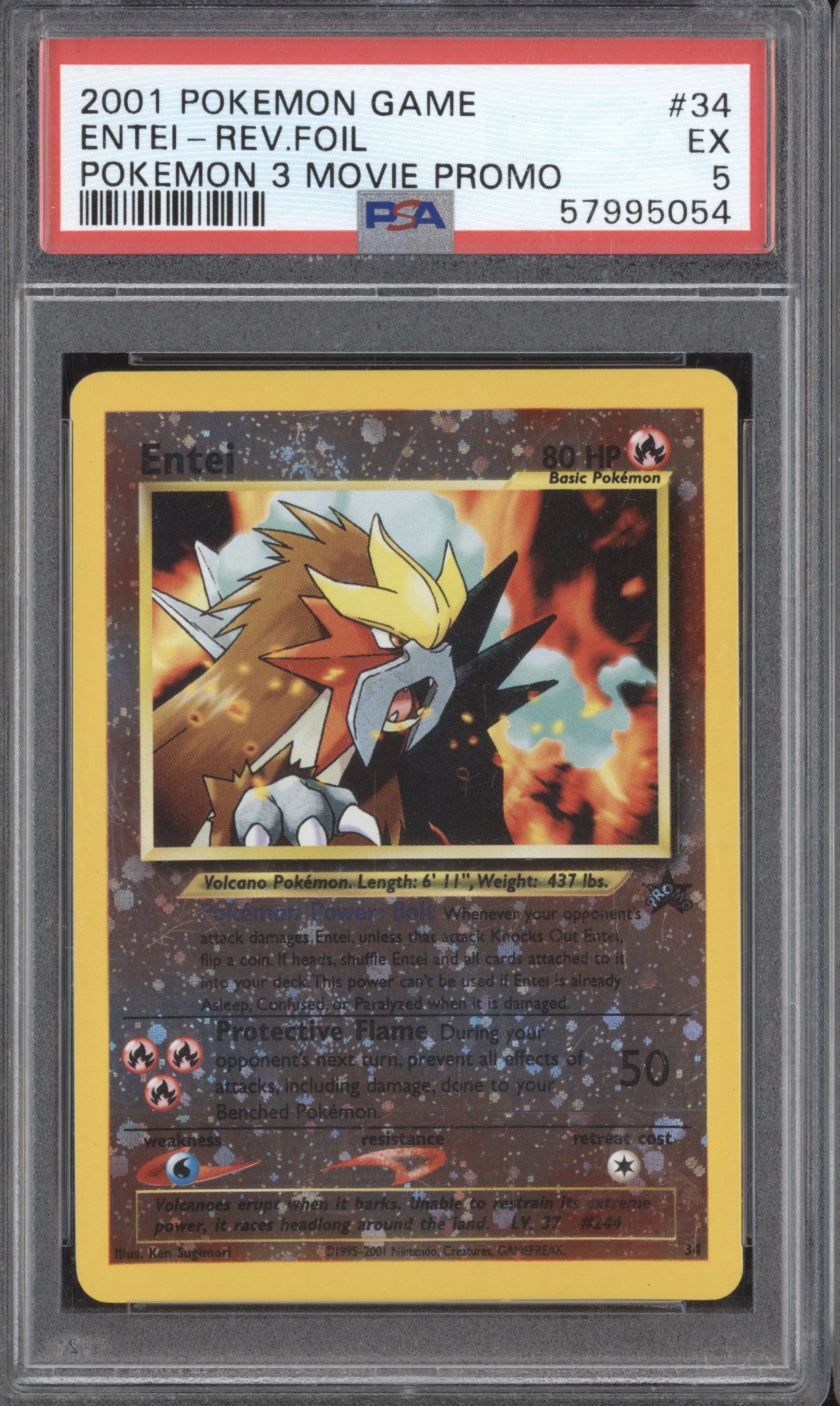 Entei 2001 Pokemon Pokemon 3 Movie Promo 34 Reverse Foil PSA 5