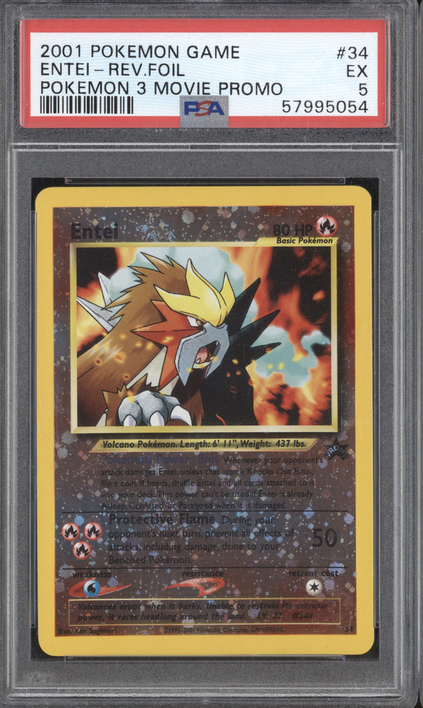 Entei 2001 Pokemon Pokemon 3 Movie Promo 34 Reverse Foil PSA 5