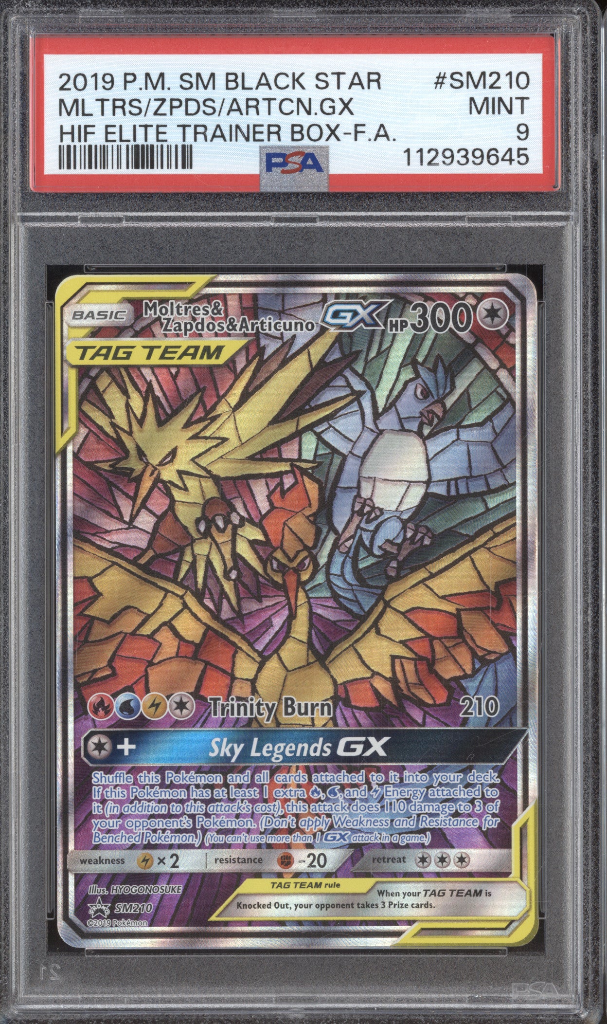 Moltres/Zapdos/Articuno GX 2019 Pokemon Sun & Moon Promos SM210 ETB Promo PSA 9