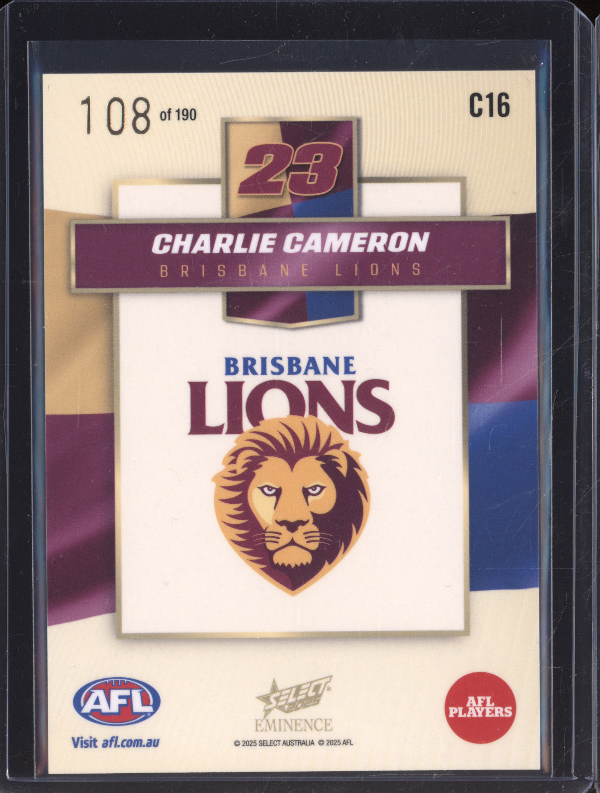 2025 AFL Select Eminence Colours C16 Charlie Cameron 108/190