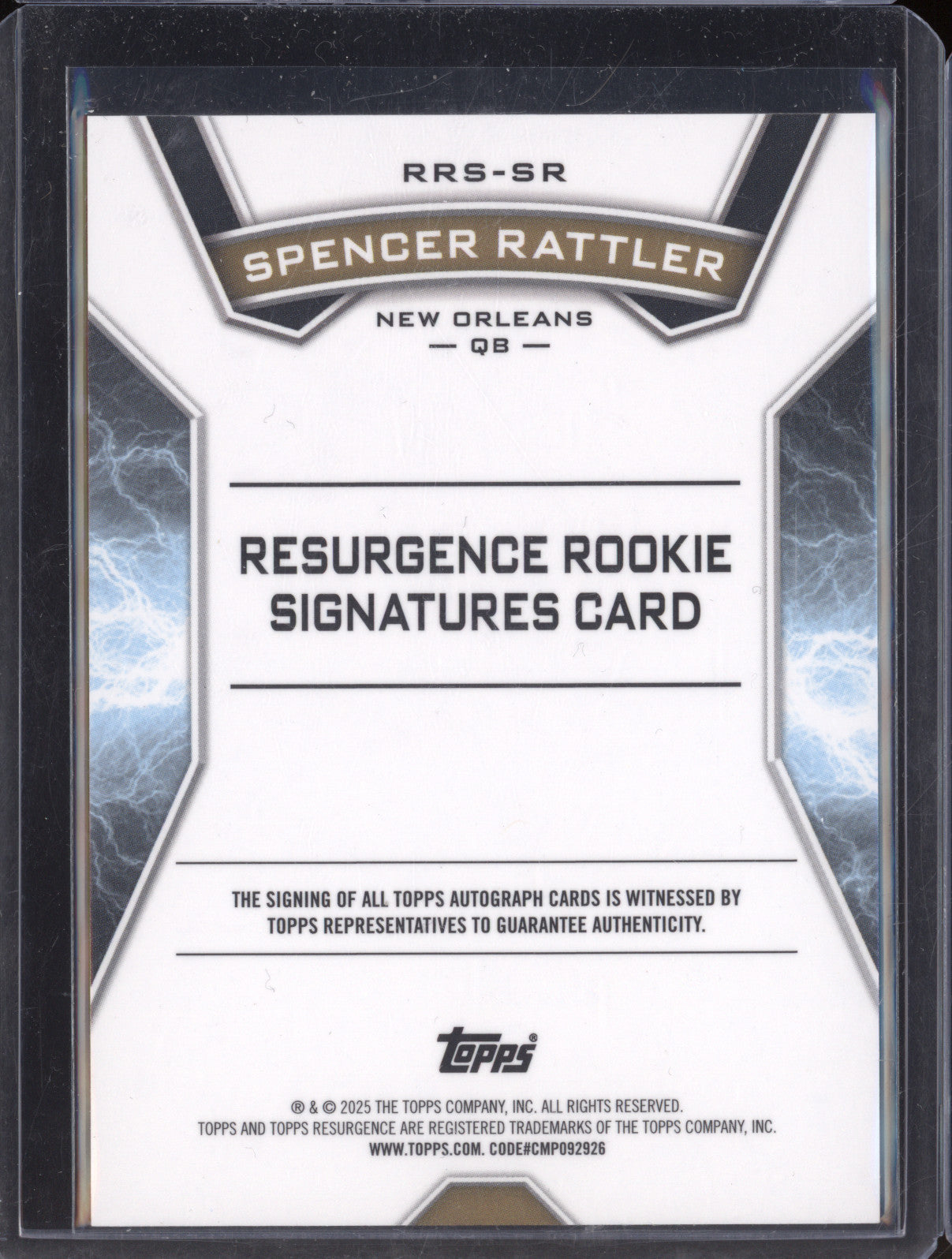 2024 Topps Resurgence Football RRS-SR Spencer Rattler Purple Auto RC 29/75