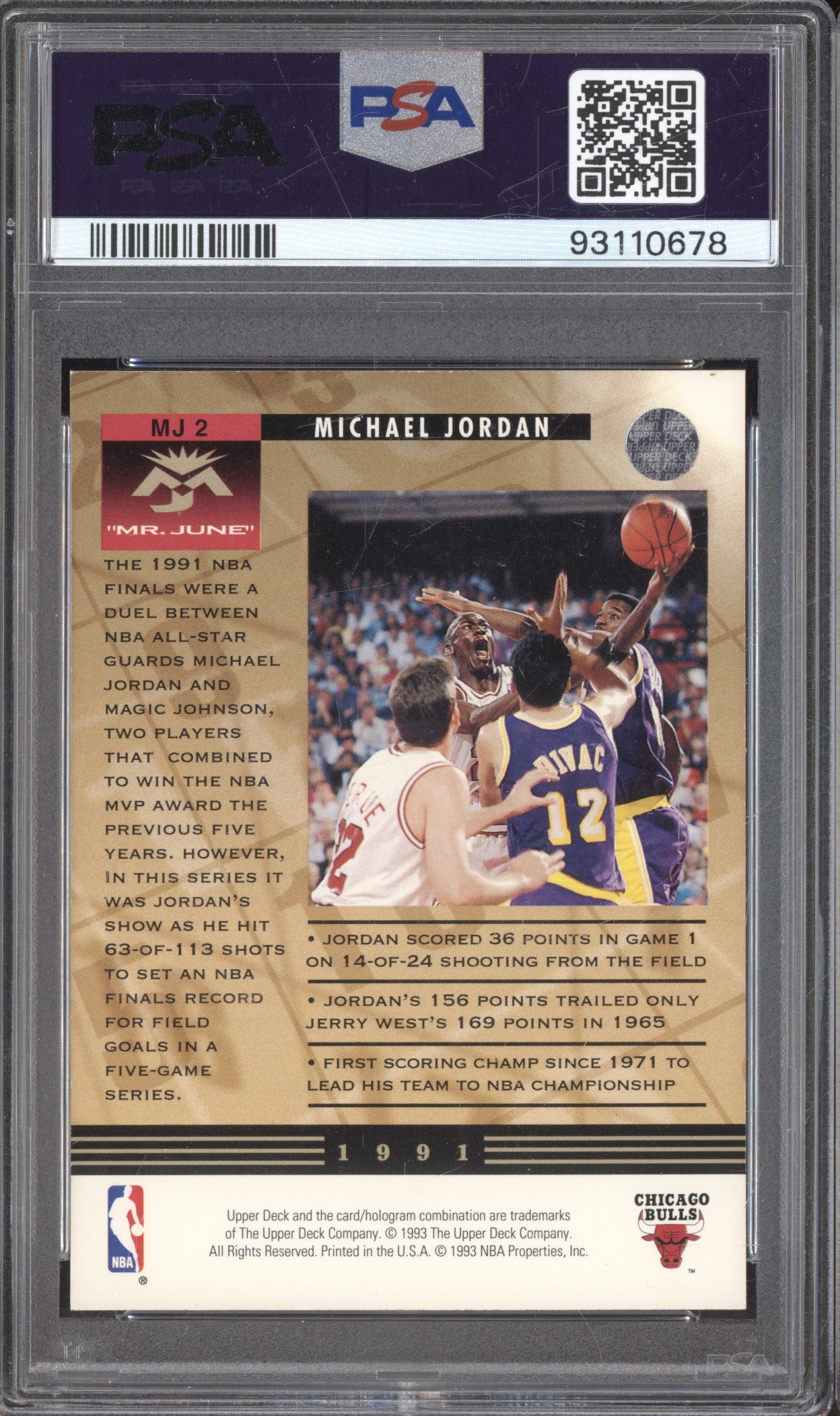 1993 Upper Deck Mr. June MJ2 Michael Jordan PSA 8