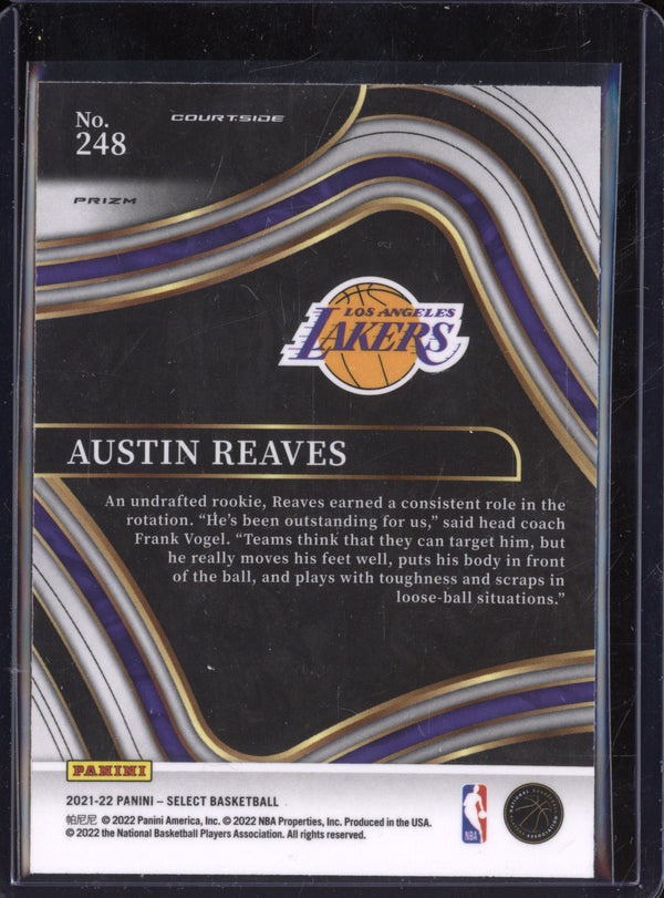 Austin Reaves 2021-22 Panini Select 248 Gold Wave Courtside RC