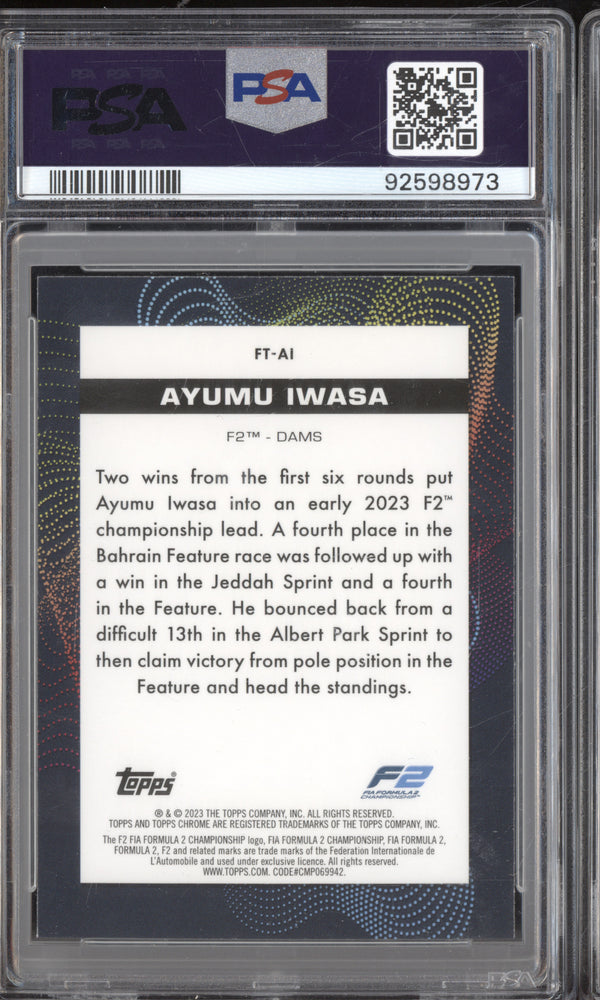 Ayumu Iwasa 2023 Topps Chrome F1 FT-AI Futuro PSA 10