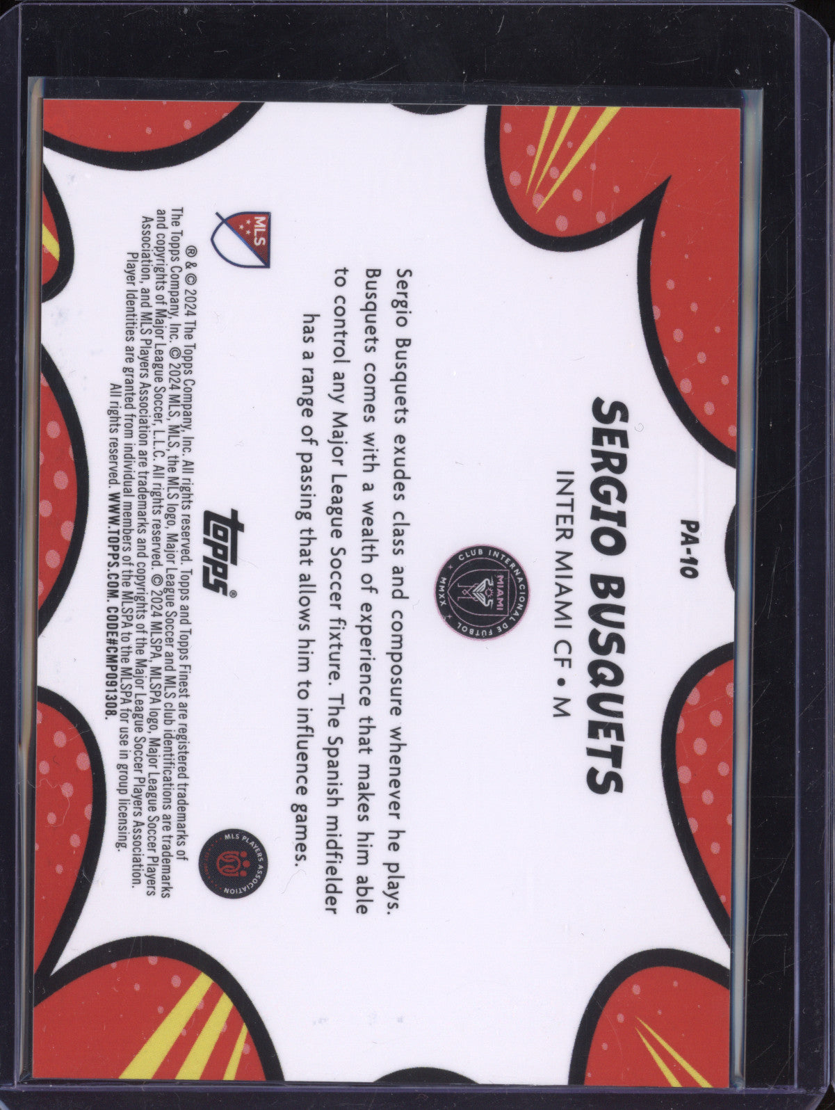 Sergio Busquets 2024 Topps Finest MLS PA-10 Pop Art