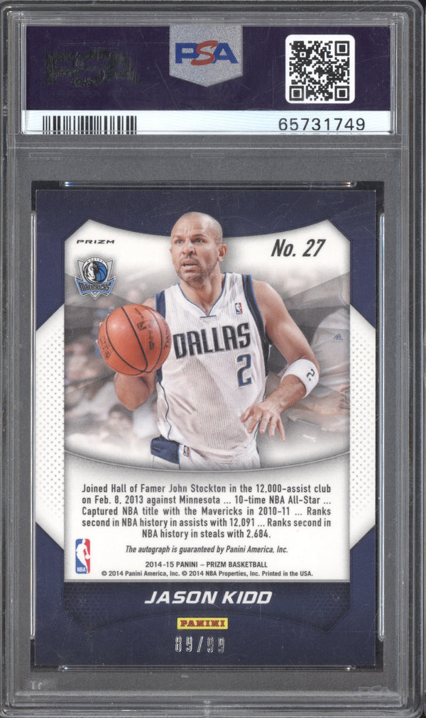 Jason Kidd 2014-15 Panini Prizm 27 Auto Red Pulsar 89/99 PSA 9