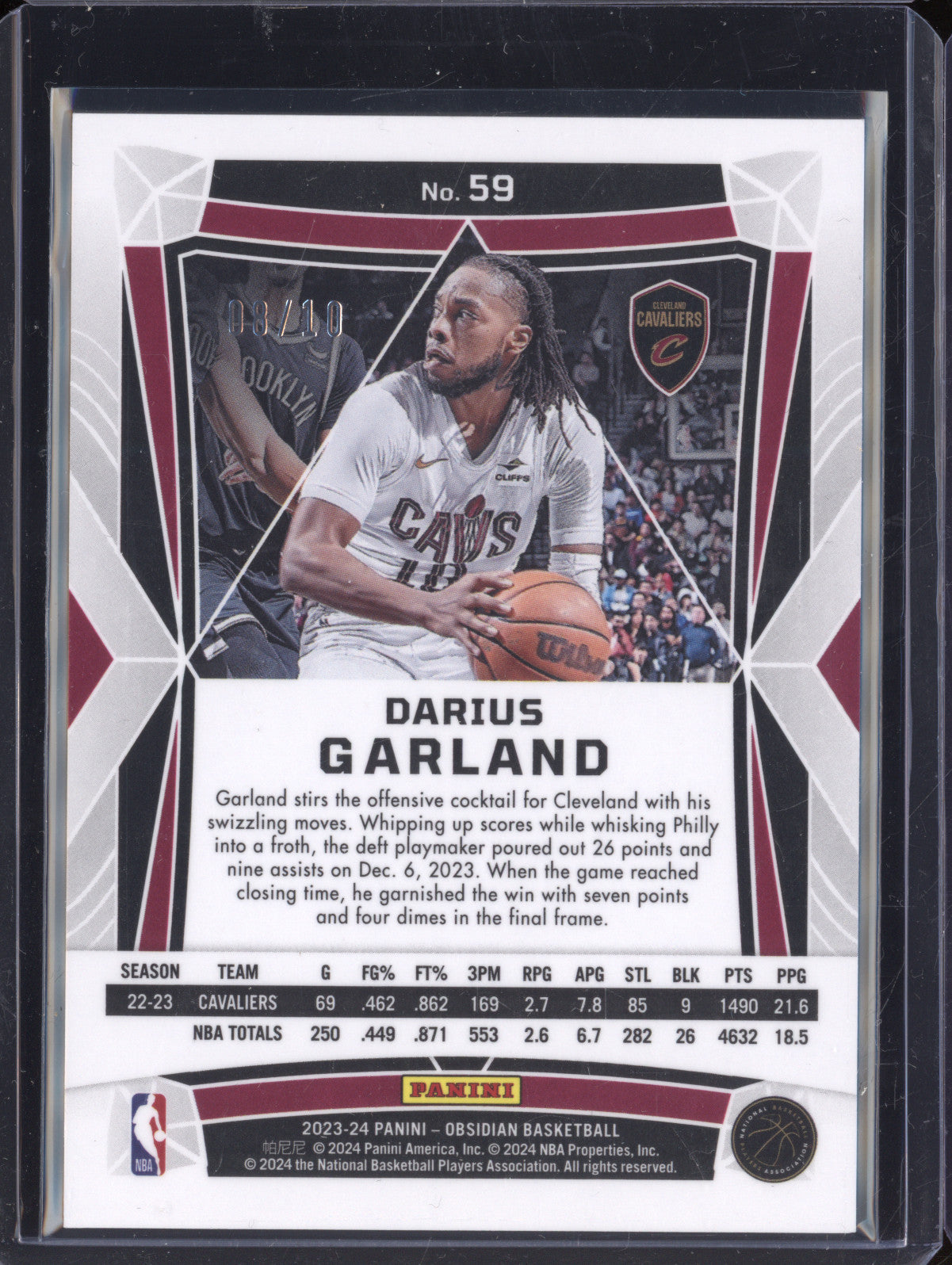 Darius Garland 2023-24 Panini Obsidian 59 Molten Mojo Electric Etch 8/10