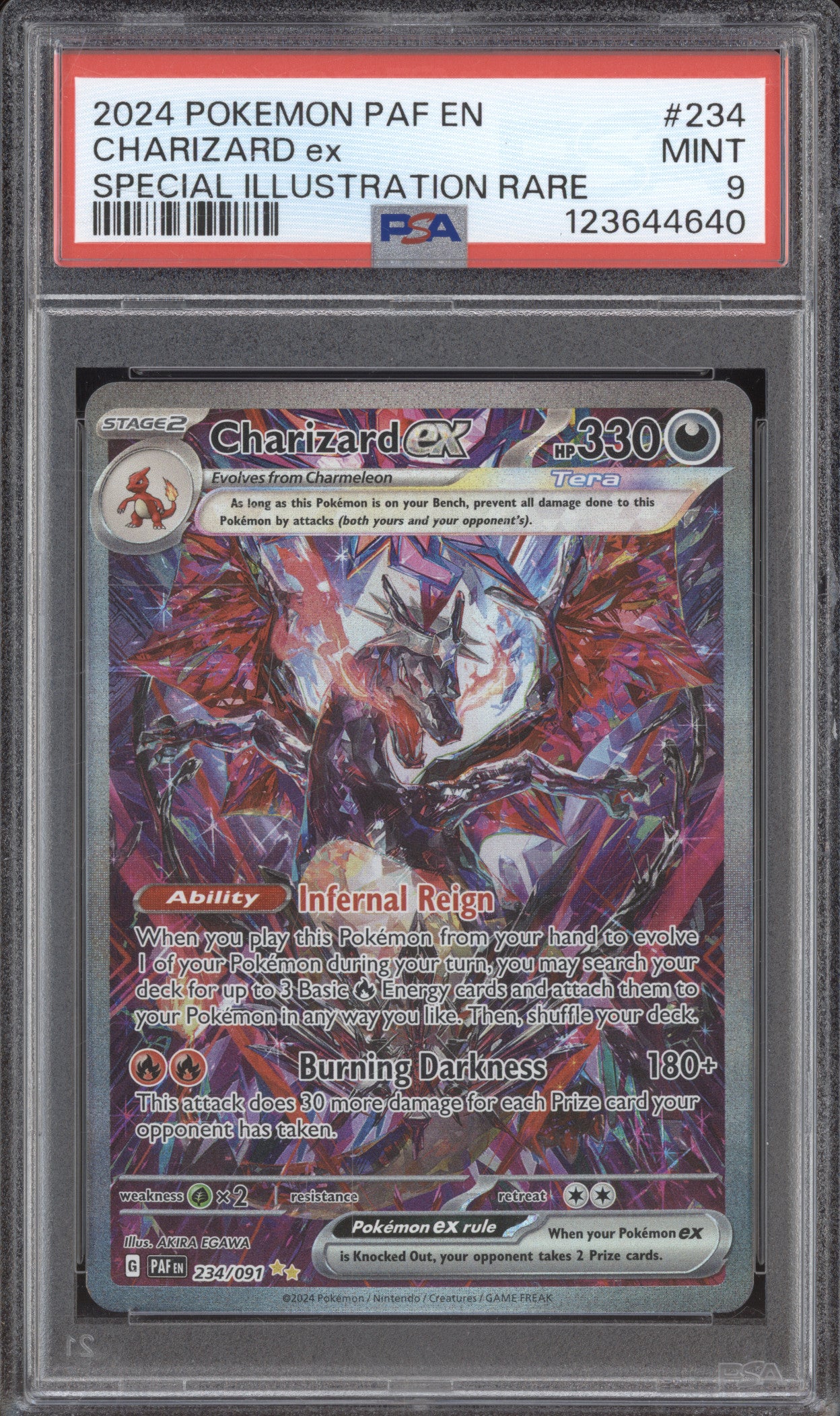 2024 Pokemon Paldean Fates 234 Charizard ex Special Illustration Rare PSA 9