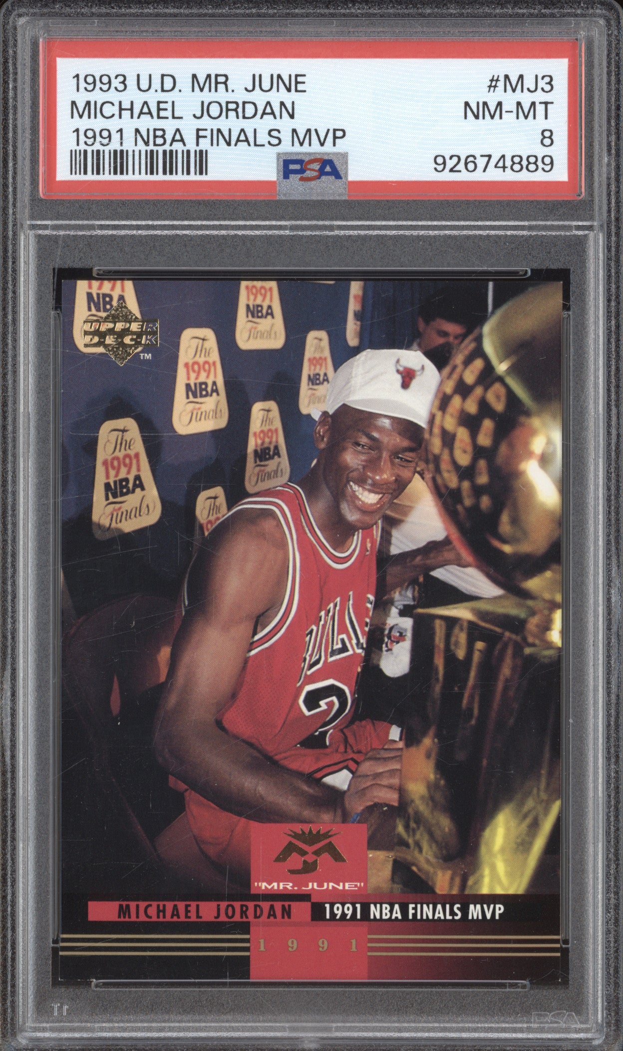 1993 Upper Deck MJ3 Michael Jordan NBA Finals MVP PSA 8