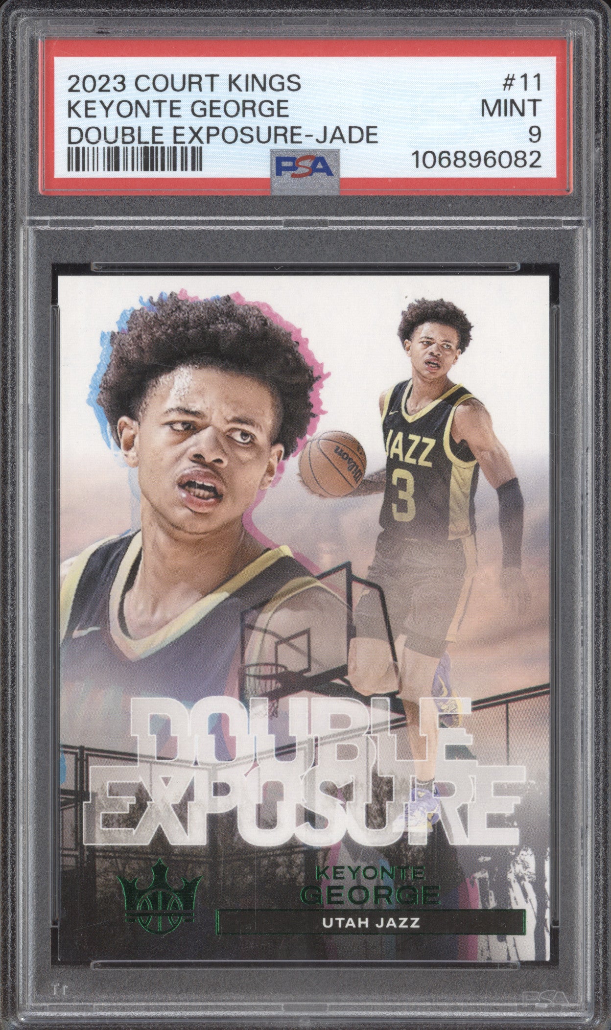 2023 Panini Court Kings 11 Keyonte George Jade Double Exposure /25 RC PSA 9
