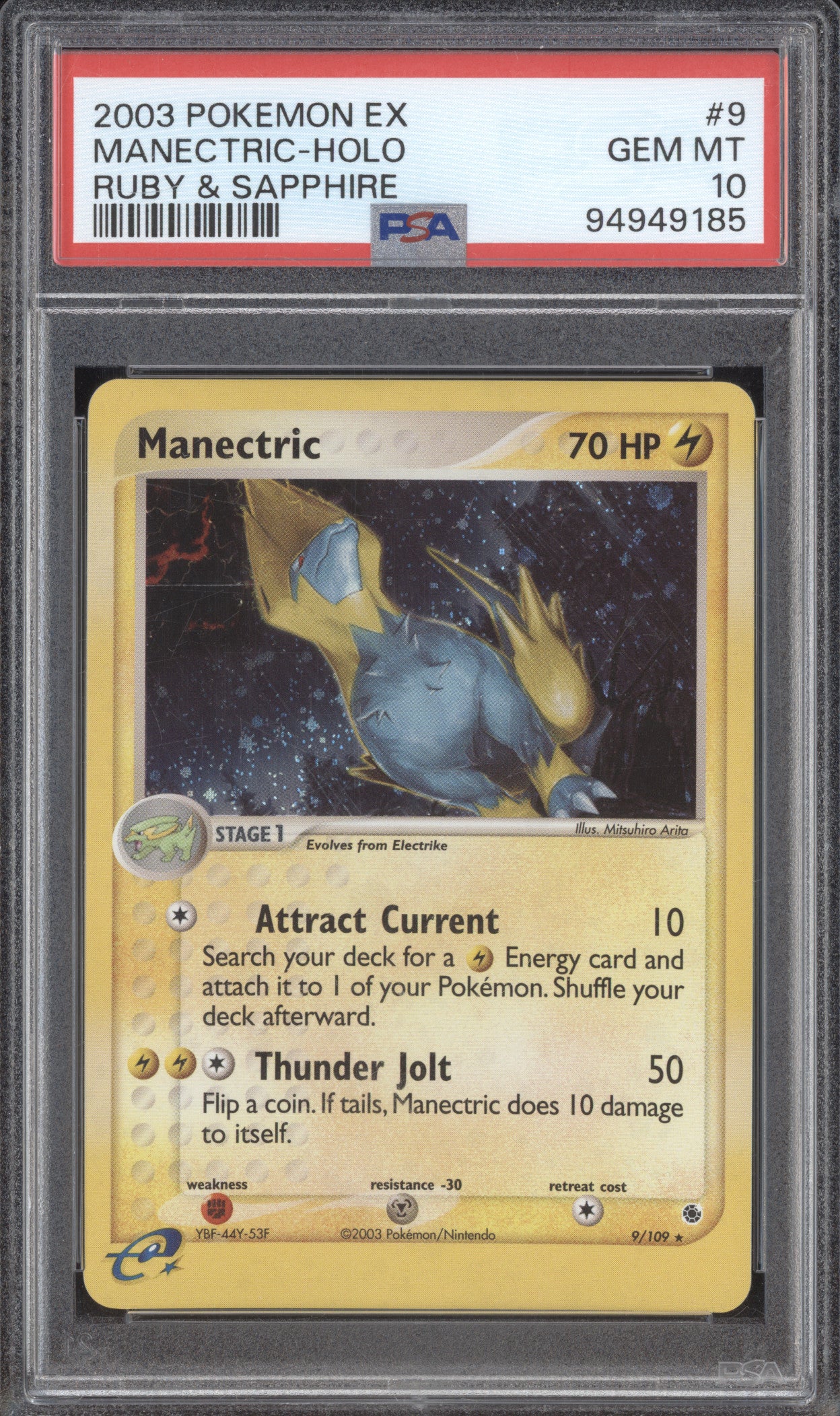 Manectric 2003 Pokemon Ruby & Sapphire 9/109 Holo PSA 10