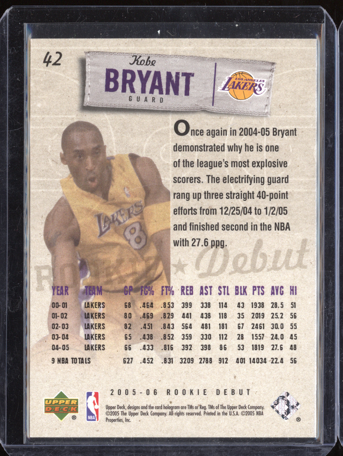 Kobe Bryant 2005-06 Upper Deck Rookie Debut 42