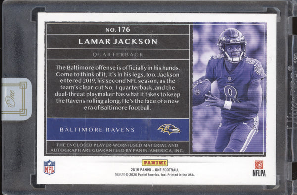 Lamar Jackson 2019 Panini One Football 176 Dual Patch Autograph Bronze 18/25