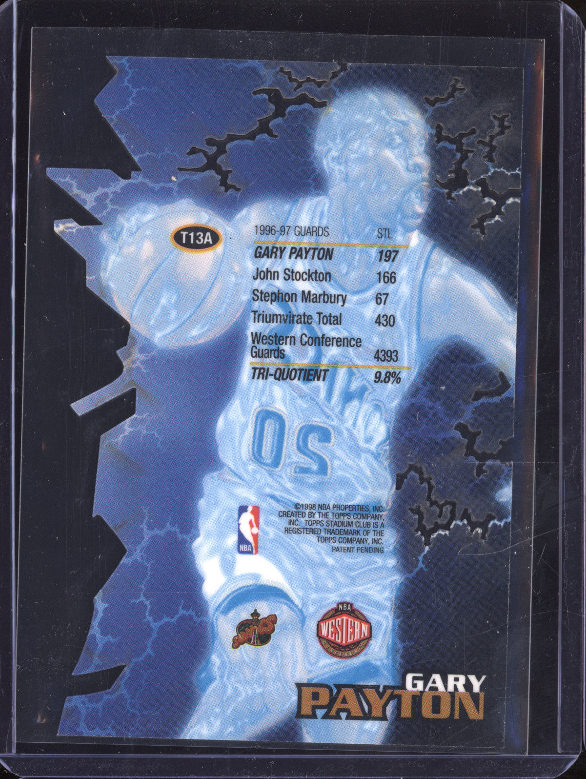 Gary Payton 1997-98 Topps Stadium Club Triumvirate T13A