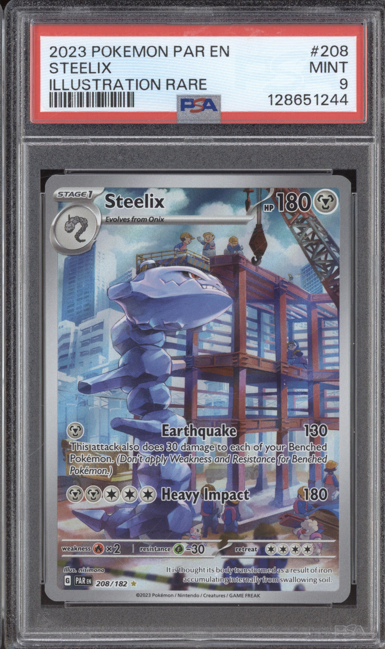 2023 Pokemon Paradox Rift PAR 208/182 Steelix Illustration Rare PSA 9
