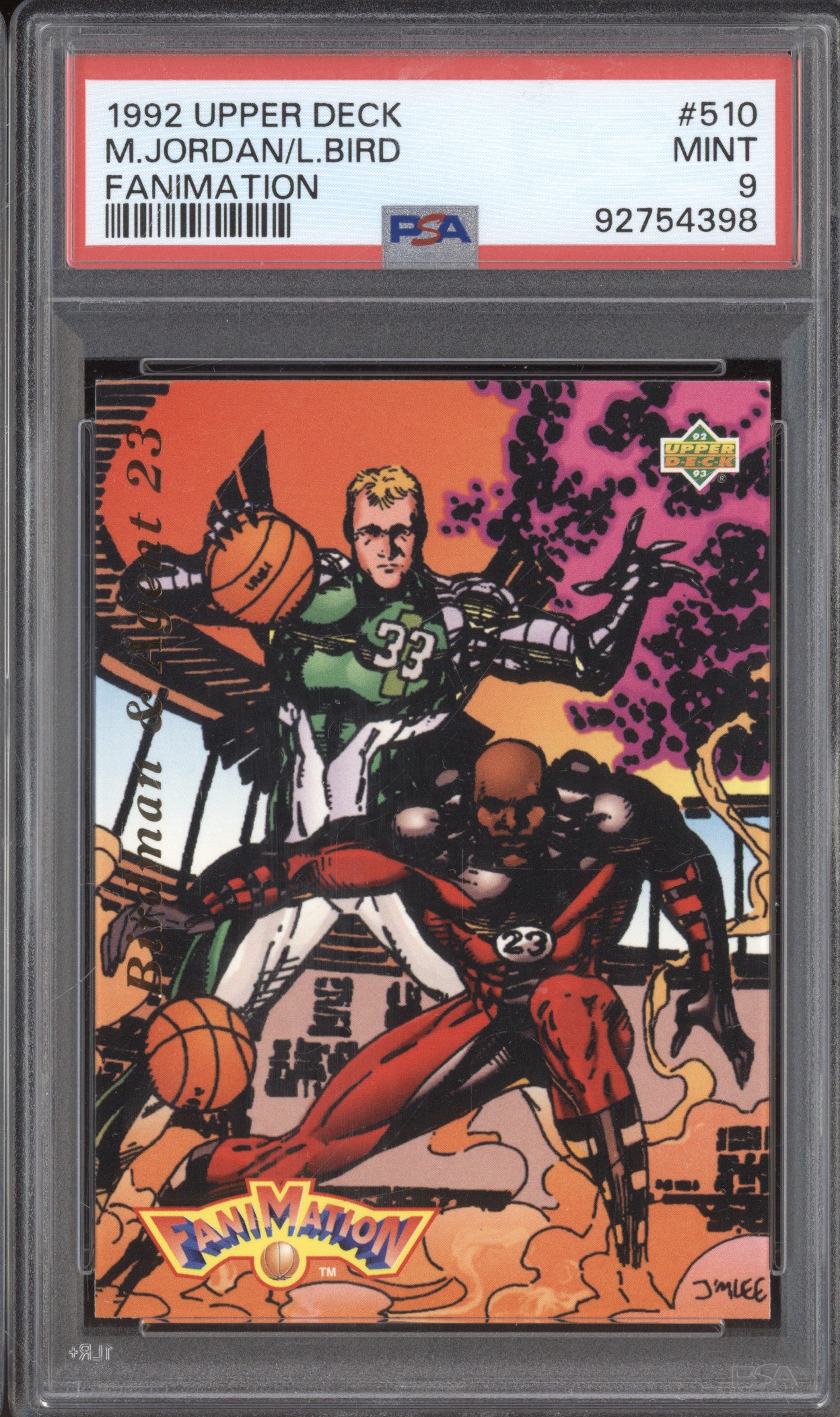 1992 Upper Deck 510 Michael Jordan, Larry Bird Fanimation PSA 9