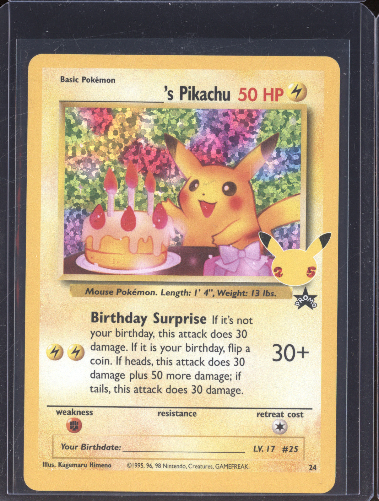 golden rare candy pokemon card Birthday Pikachu 2021 Pokemon Celebrations 24 Classic Collection