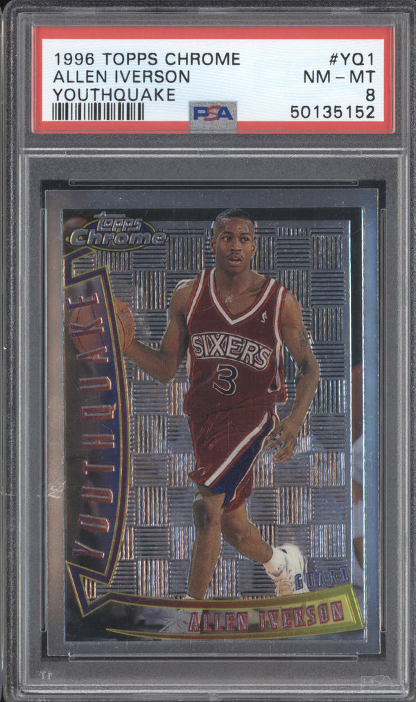 Allen Iverson 1996-97 Topps Chrome YQ1 Youthquake RC PSA 8