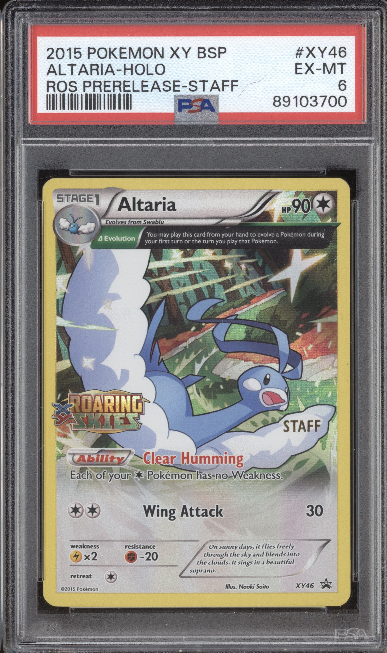 Altaria Holo 2015 Pokemon Roaring Skies XY46 Prerelease Staff Promo PSA 6