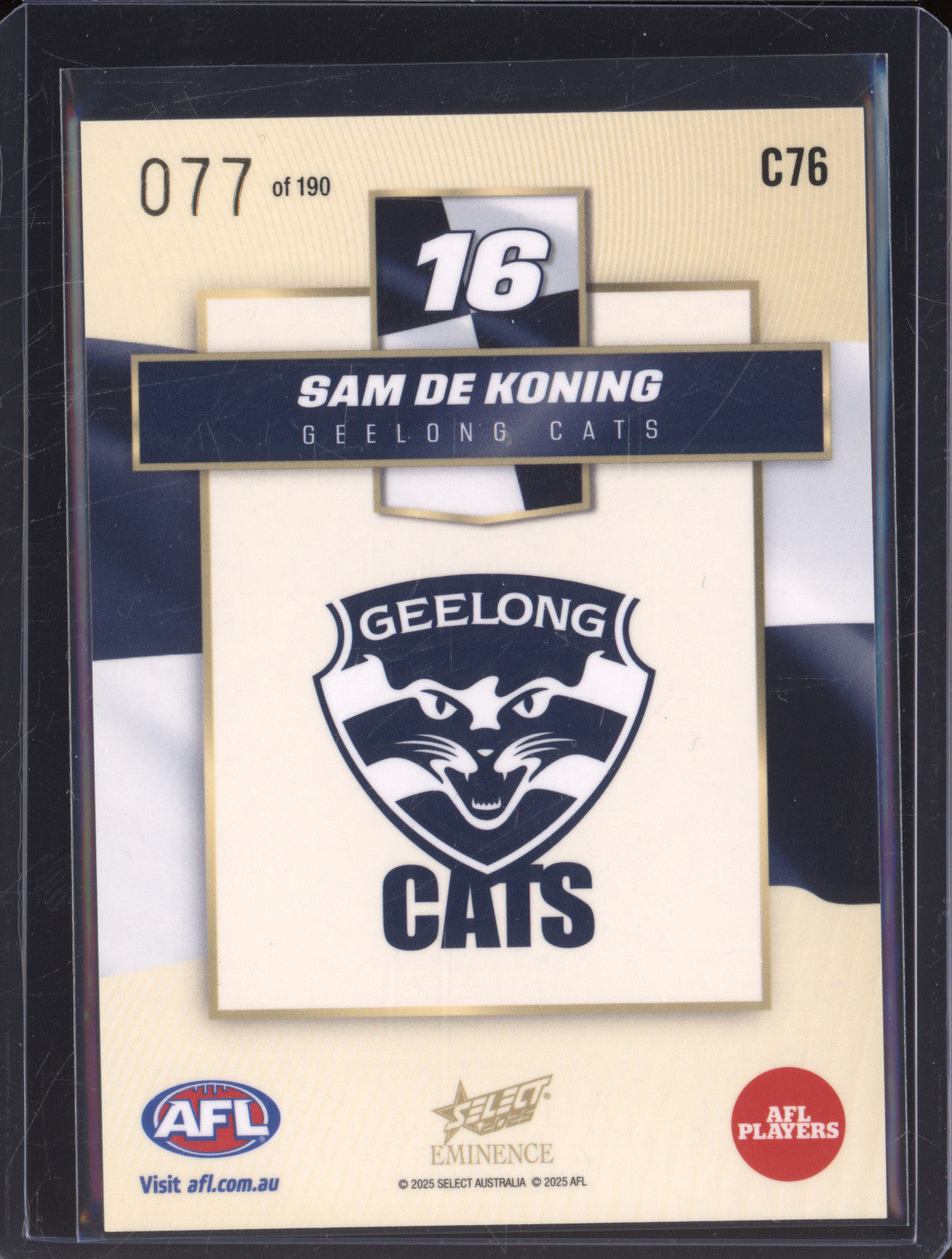 2025 AFL Select Eminence Colours C76 Sam De Koning 077/190